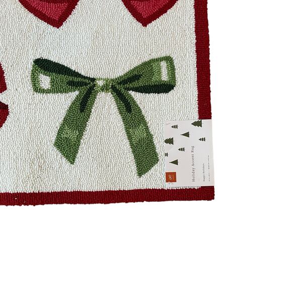 Loloi BOWS Hooked Holiday Rug 27x45 Red Green White Christmas Decor New - Picture 9 of 10